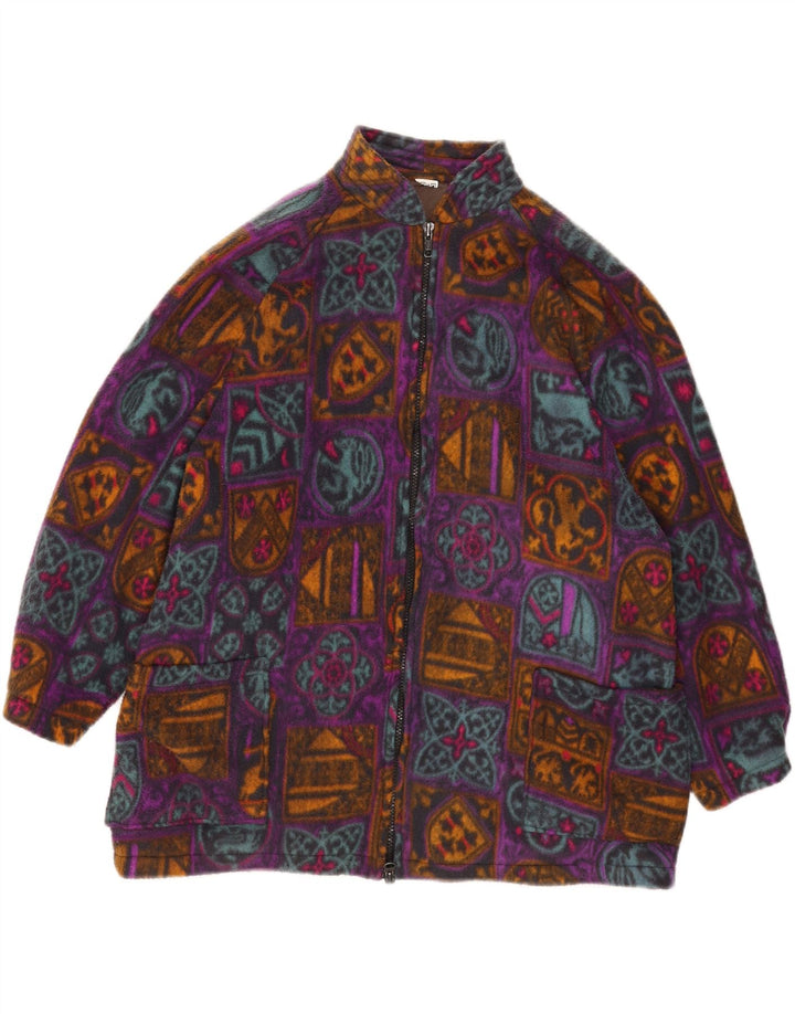 Vintage Damen Übergroße Fleecejacke UK 18 XL Mehrfarbig Geometrisch