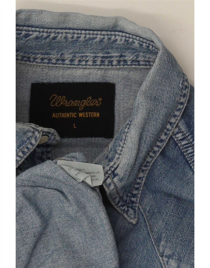 Wrangler Herren-Western-Jeanshemd, groß, aus blauer Baumwolle