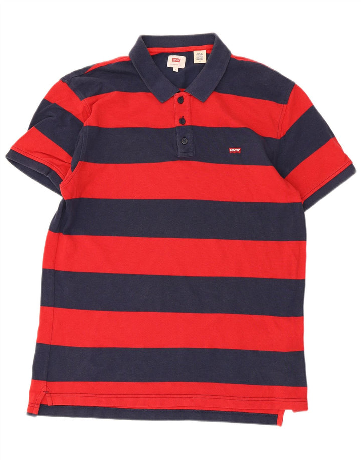 Levi's Rugby-Poloshirt für Herren, groß, rot gestreift, Baumwolle