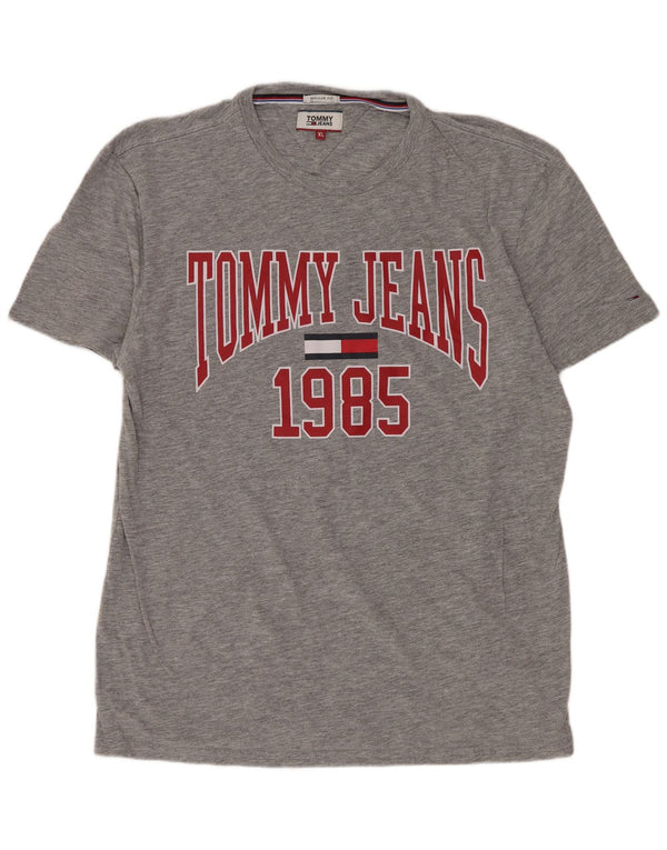 Tommy Hilfiger Herren-T-Shirt mit normaler Passform, Grafik, XL, Grau meliert