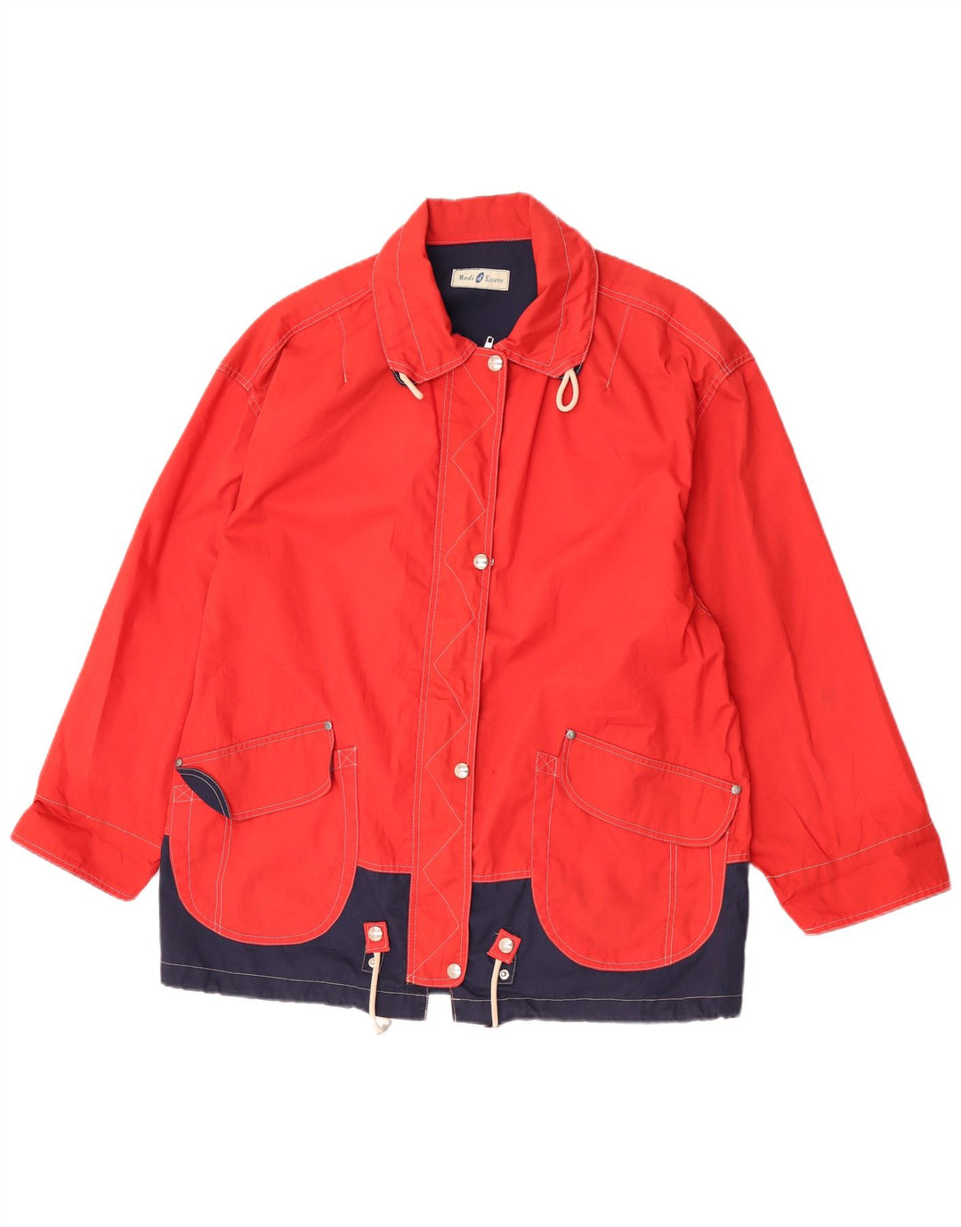 Vintage Damen Utility-Jacke UK 16 Großes rotes Farbblock-Polyester
