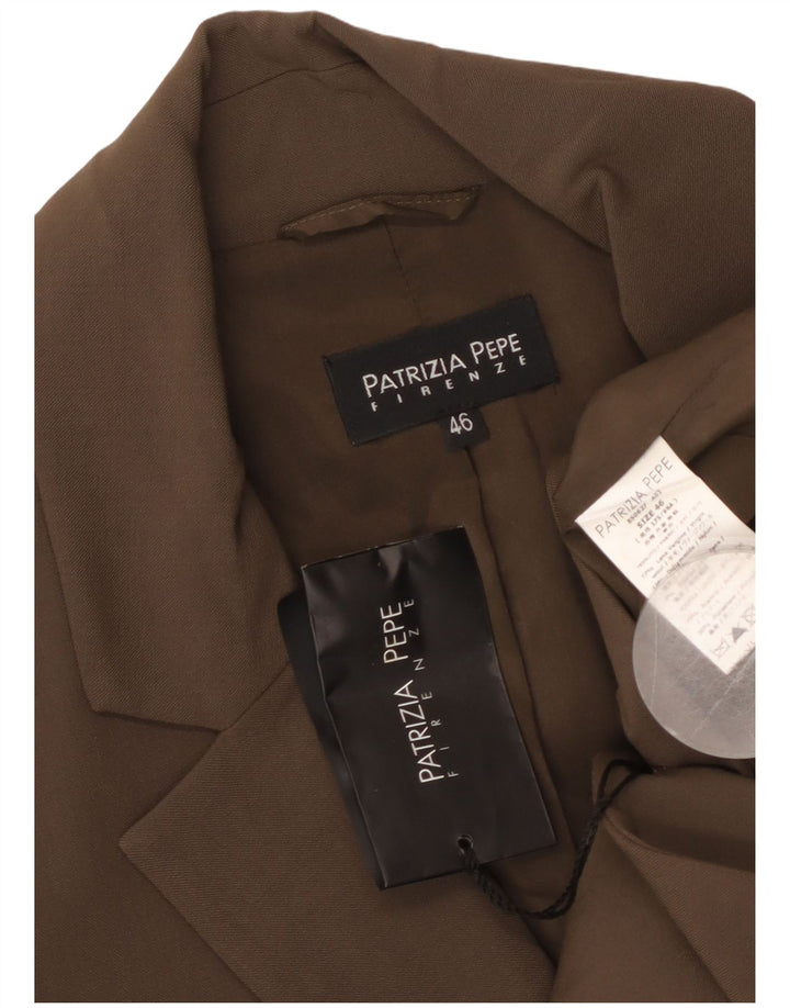 PATRIZIA PEPE Damen 2-Knopf-Blazerjacke IT 46 Große braune Schurwolle