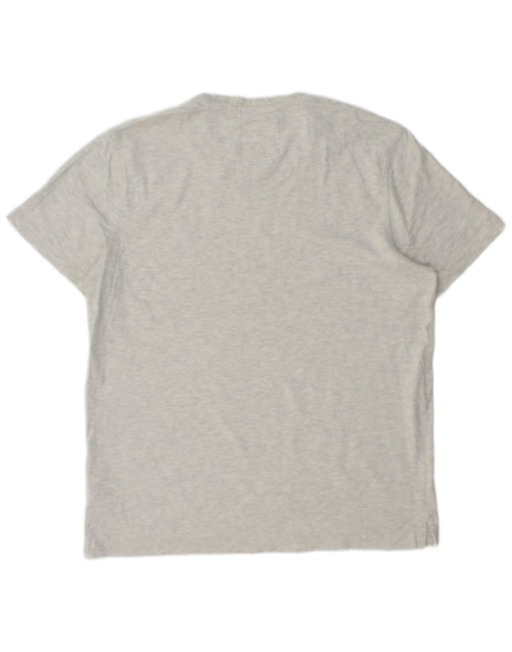 CREW CLOTHING Herren-T-Shirt-Oberteil aus mittelgrau gesprenkelter Baumwolle