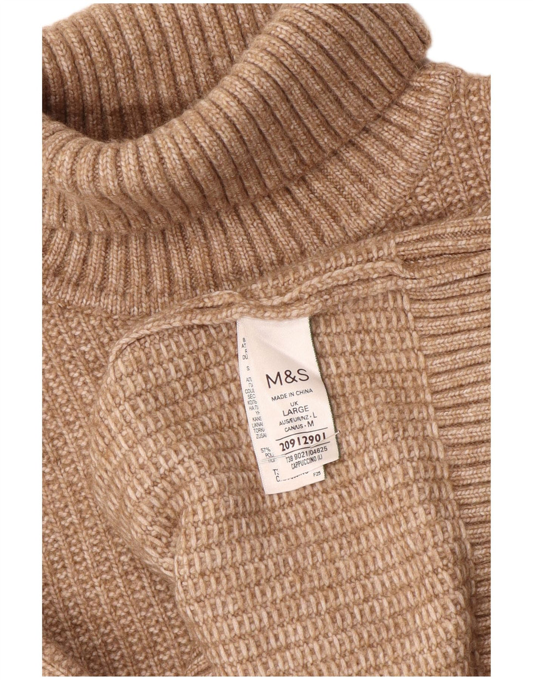 Marks & Spencer Damen-Pullover mit Rollkragen, Gr. 40, Größe L, Braun, Polyester