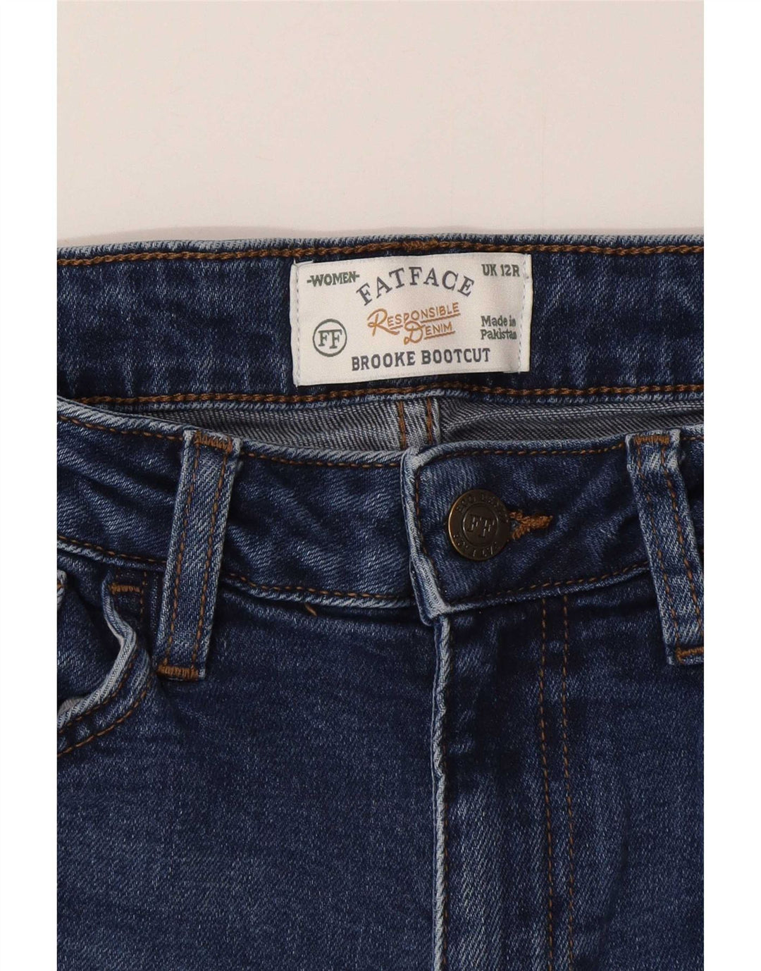 Fat Face Damen Brooke Bootcut Jeans UK 12 Medium W28 L29 Blaue Baumwolle
