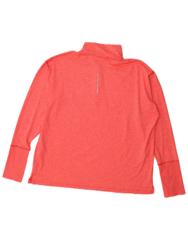 Nike Damen Dri Fit Top Langarm UK 18 XL Rosa geflecktes Polyester