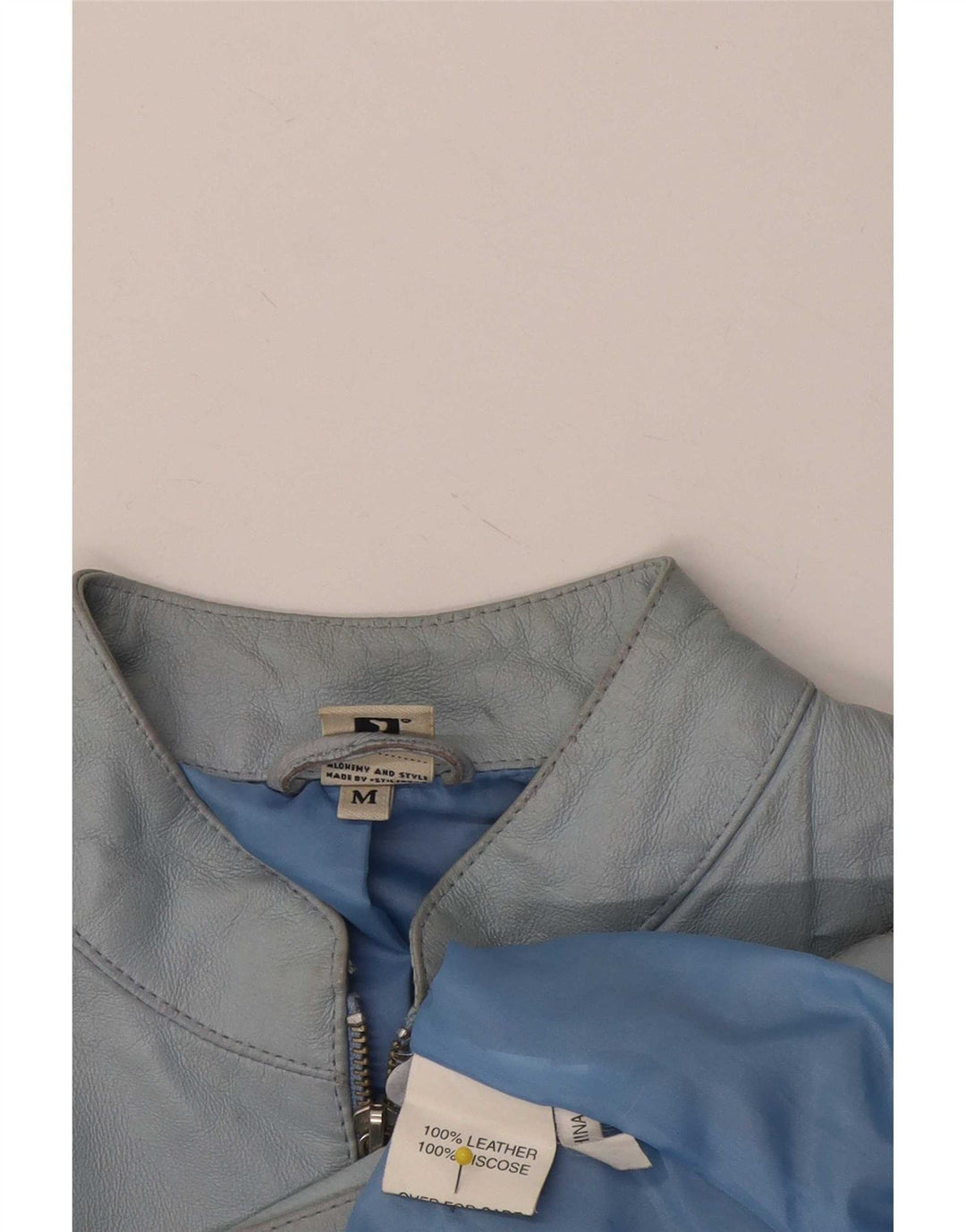 Vintage Damen Lederjacke UK 14 Mittelblaues Leder