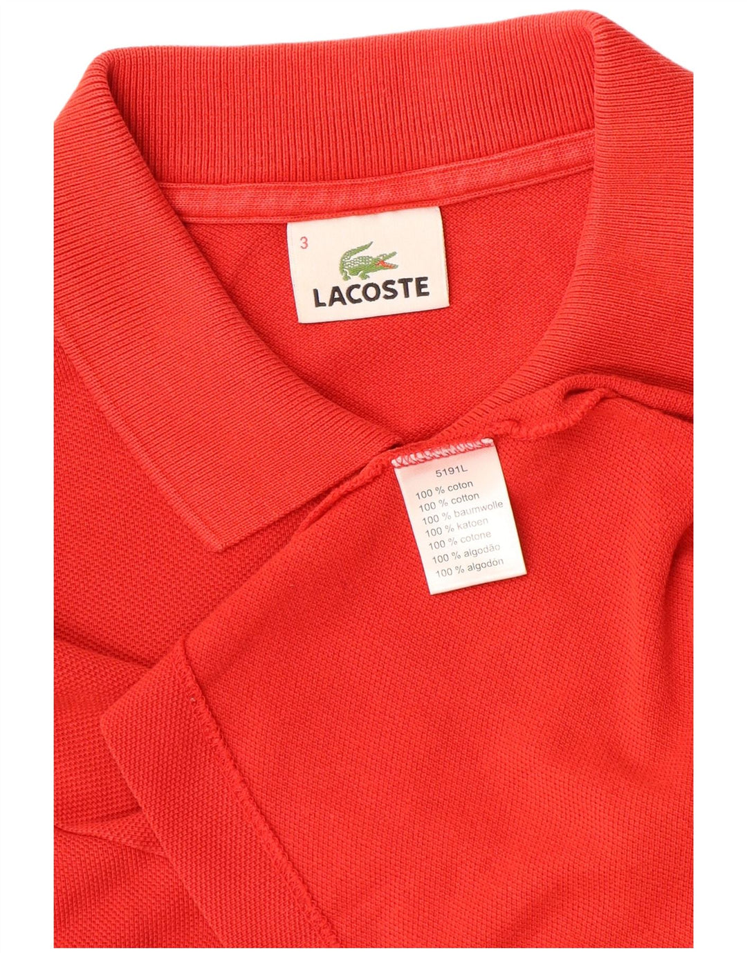 Lacoste Herren-Poloshirt, Größe 3, klein, rote Baumwolle