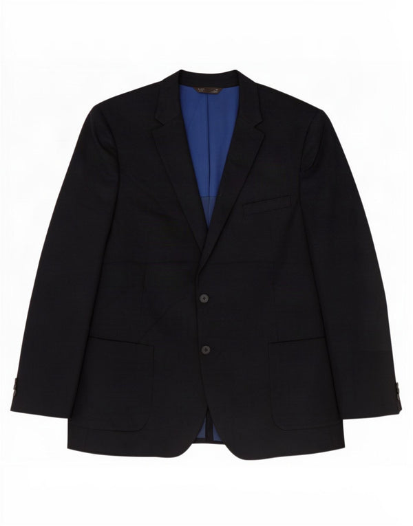 Marks & Spencer Mens 2 Button Blazer Jacket UK 48 2XL Navy Blue Polyester