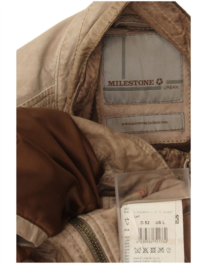 Milestone Herren-Lederjacke, großes beiges Leder