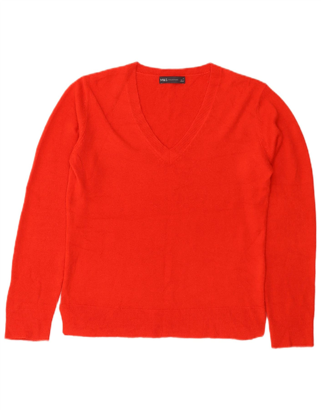 Marks & Spencer Damen-Pullover mit V-Ausschnitt, Gr. 10, Größe S, Rot, Acryl