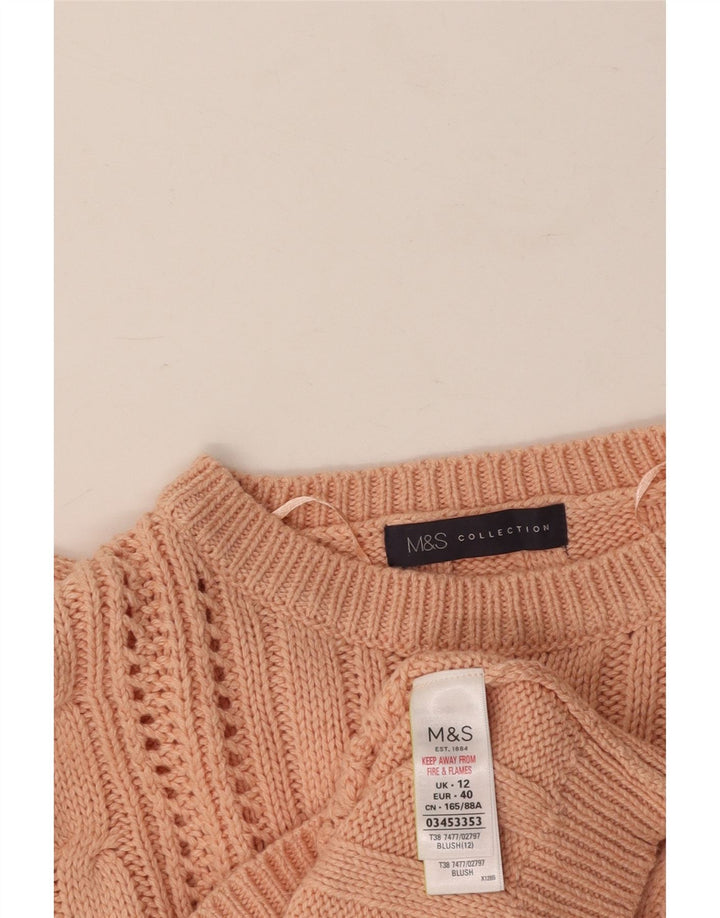 MARKS & SPENCER Damen-Pullover mit Rundhalsausschnitt, UK 12, mittelrosa, Baumwolle