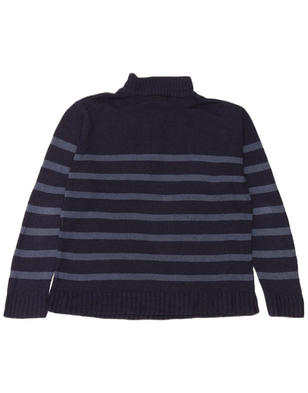 PIERRE CARDIN Damen-Pullover mit Reißverschluss am Hals, UK 16, Größe L, Marineblau gestreift