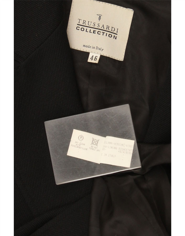 Trussardi Damen Mantel IT 46 Large Schwarze Wolle