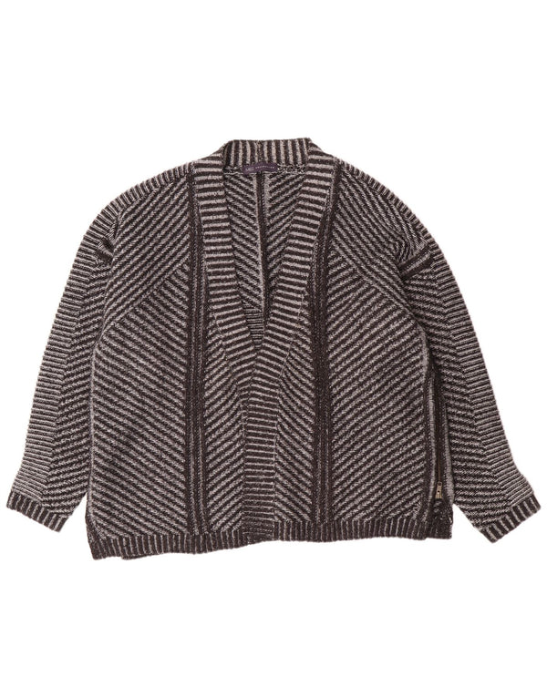 Marks & Spencer Offener Damen-Cardigan-Pullover UK 26 5XL Grau gestreift aus Acryl