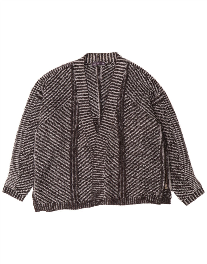 Marks & Spencer Offener Damen-Cardigan-Pullover UK 26 5XL Grau gestreift aus Acryl