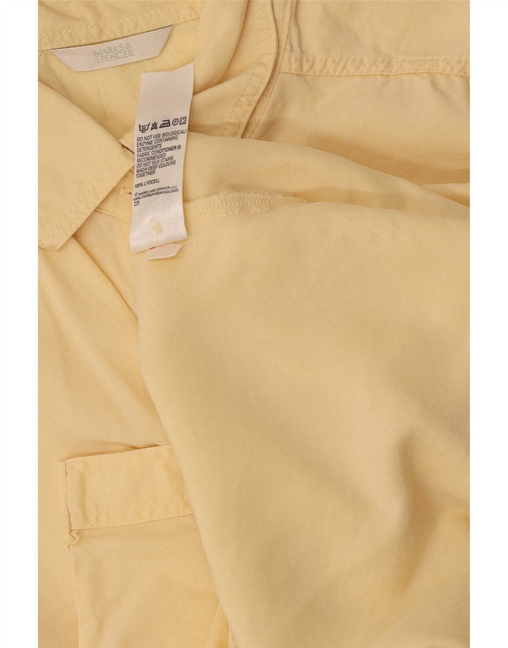 Marks & Spencer Damen Kurzarmhemd UK 10 Small Gelb Lyocell