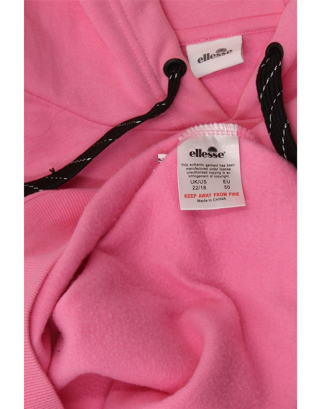 ELLESSE Womens Graphic Oversized Hoodie Pullover UK 22 3XL Rosa Baumwolle