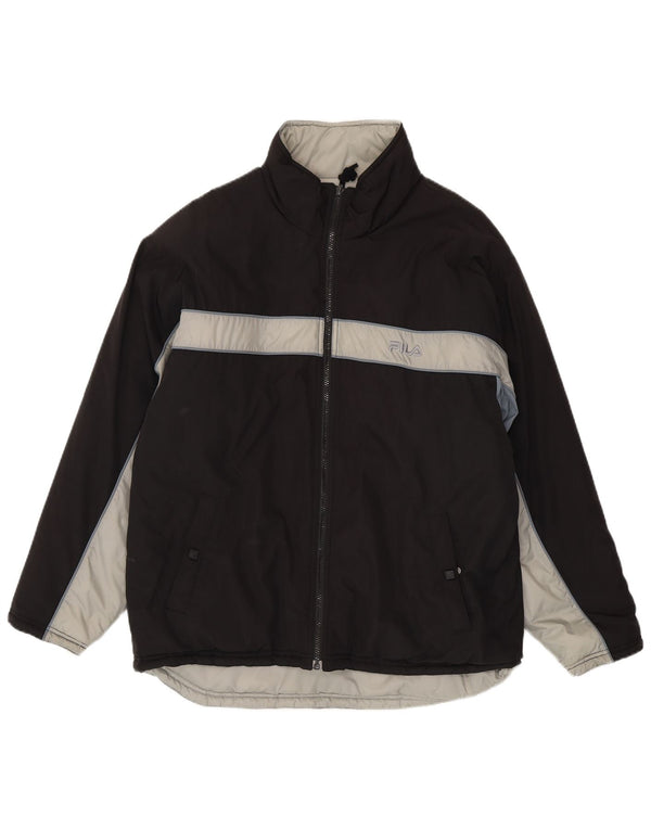 Fila Mens Reversible Padded Jacket IT 50 Large Black Colourblock Polyester