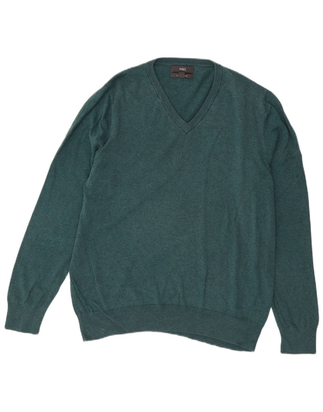 Marks & Spencer Herren-Pullover mit V-Ausschnitt, groß, aus blauer Baumwolle