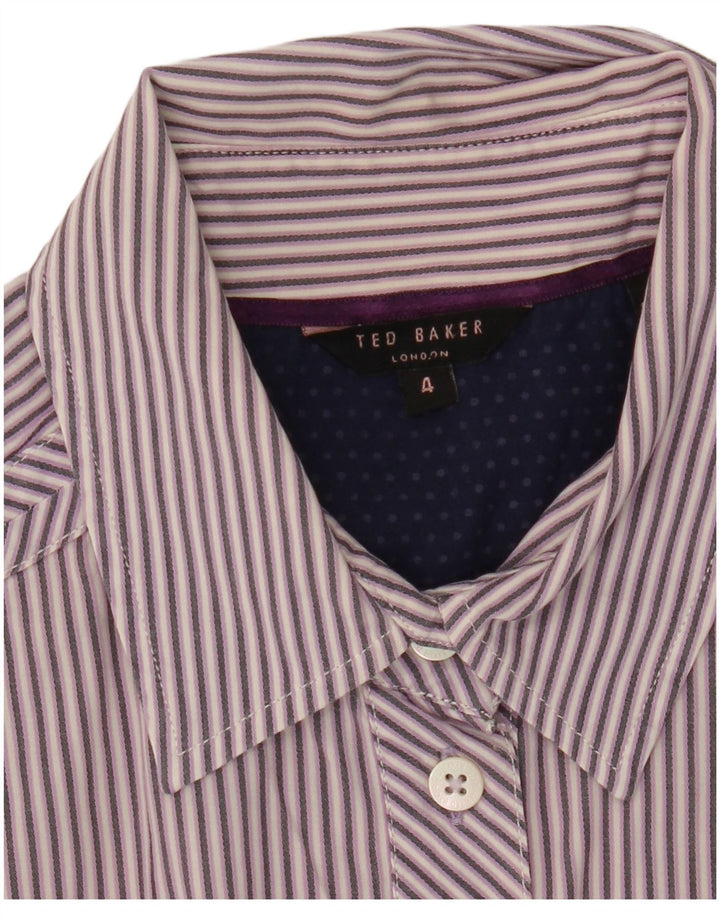 Ted Baker Damen-Hemd, Größe 4, groß, lila gestreift