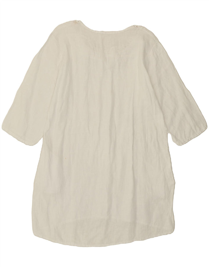 VINTAGE Womens 3/4 Sleeve Basic Dress UK 18 XL White Floral Vintage Vintage and Second-Hand Vintage from Messina Hembry 