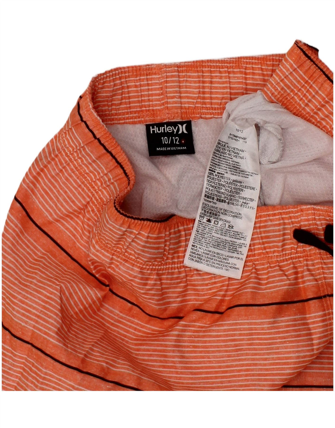 HURLEY Badeshorts für Jungen, 10–11 Jahre, orange gestreift, Polyester