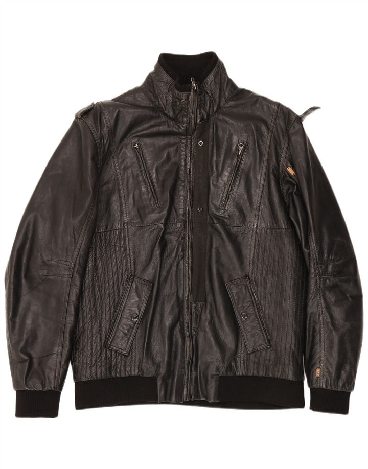 Vintage Herren Lederjacke UK 42 XL Schwarzes Leder