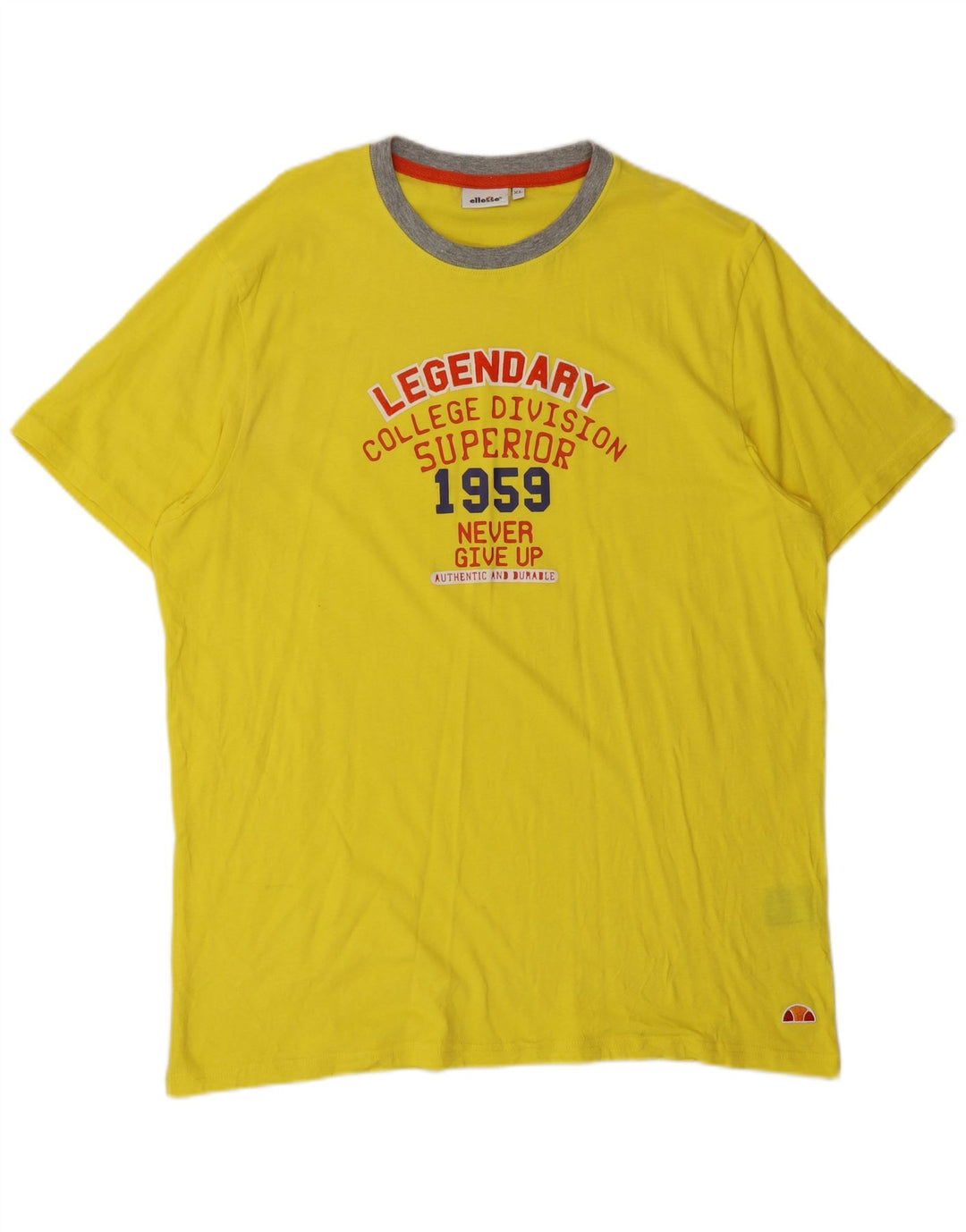 ELLESSE Mens Graphic T-Shirt Top XL Yellow Cotton