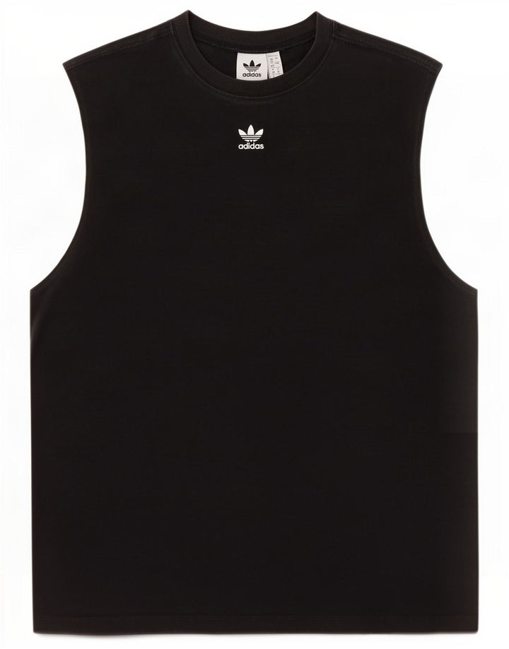 Adidas Damen Weste Top UK 12 Medium Schwarz Baumwolle