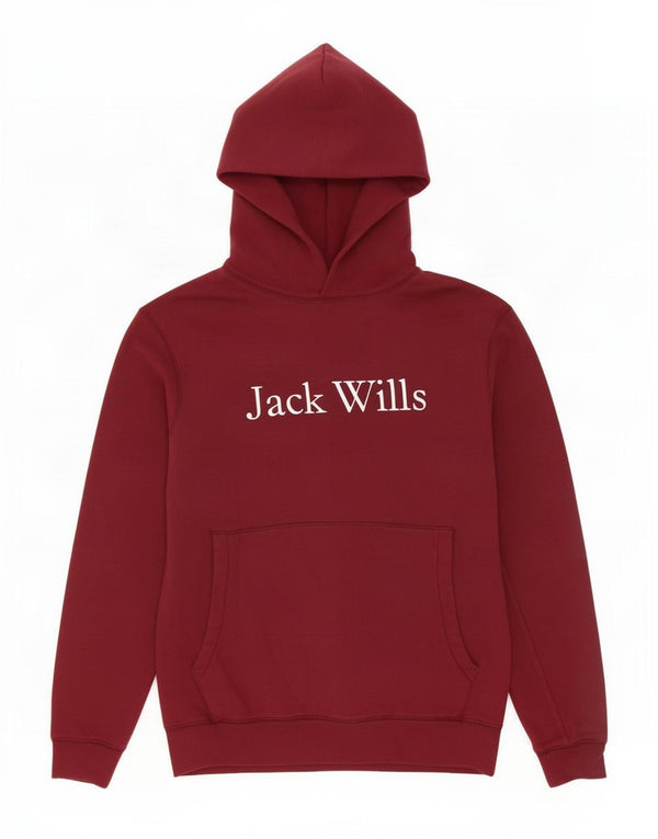 Jack Wills Herren-Kapuzenpullover mit Grafik, XS, Burgunderrot, Baumwolle