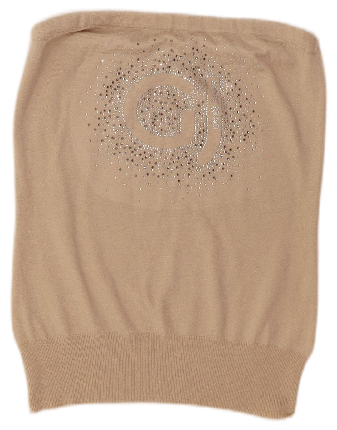 Gaudi Damen Crop Graphic Trägerloses Top UK 14 Large Beige Polyester