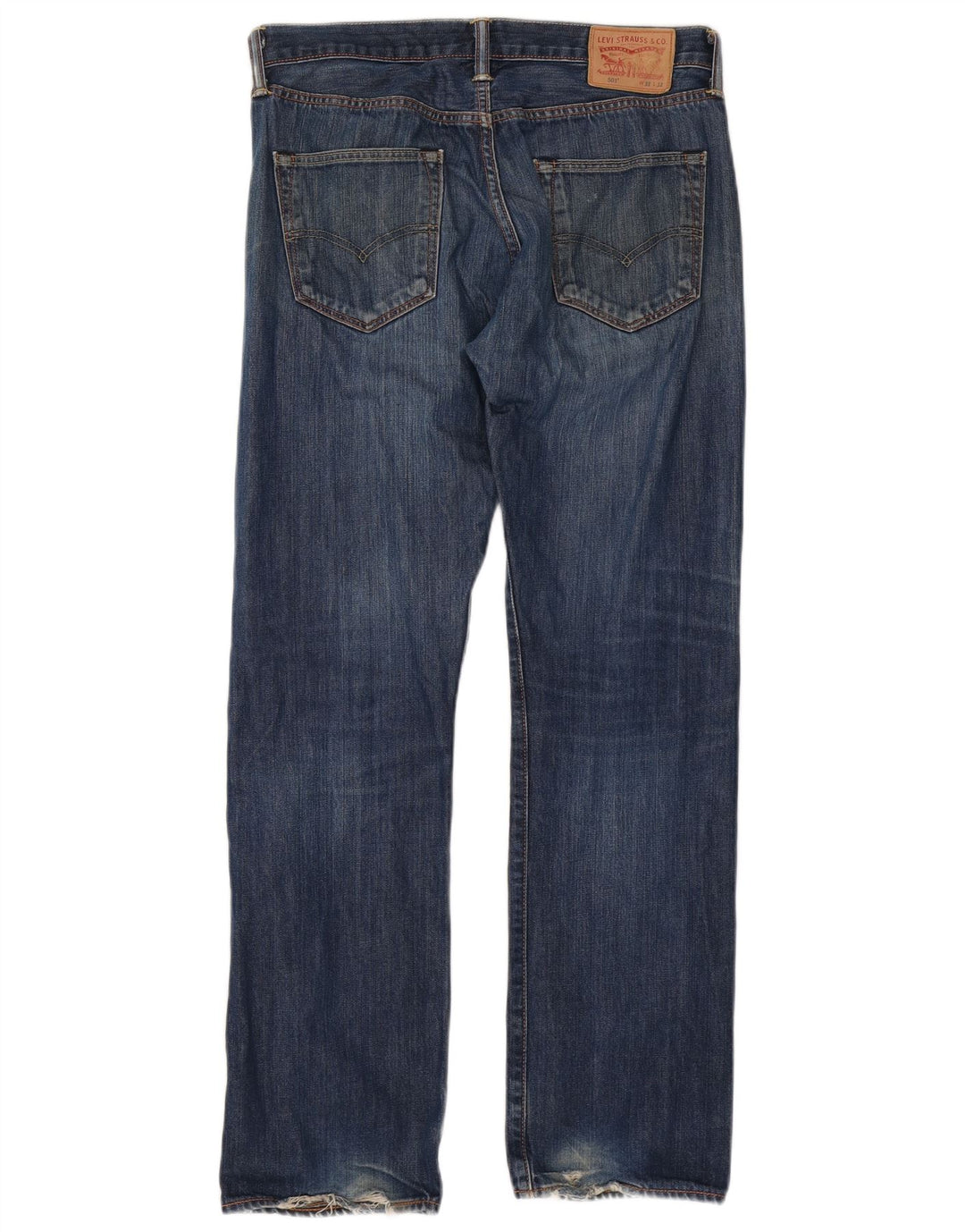 Levi's Herren 501 Distressed Straight Jeans W32 L32 Blaue Baumwolle