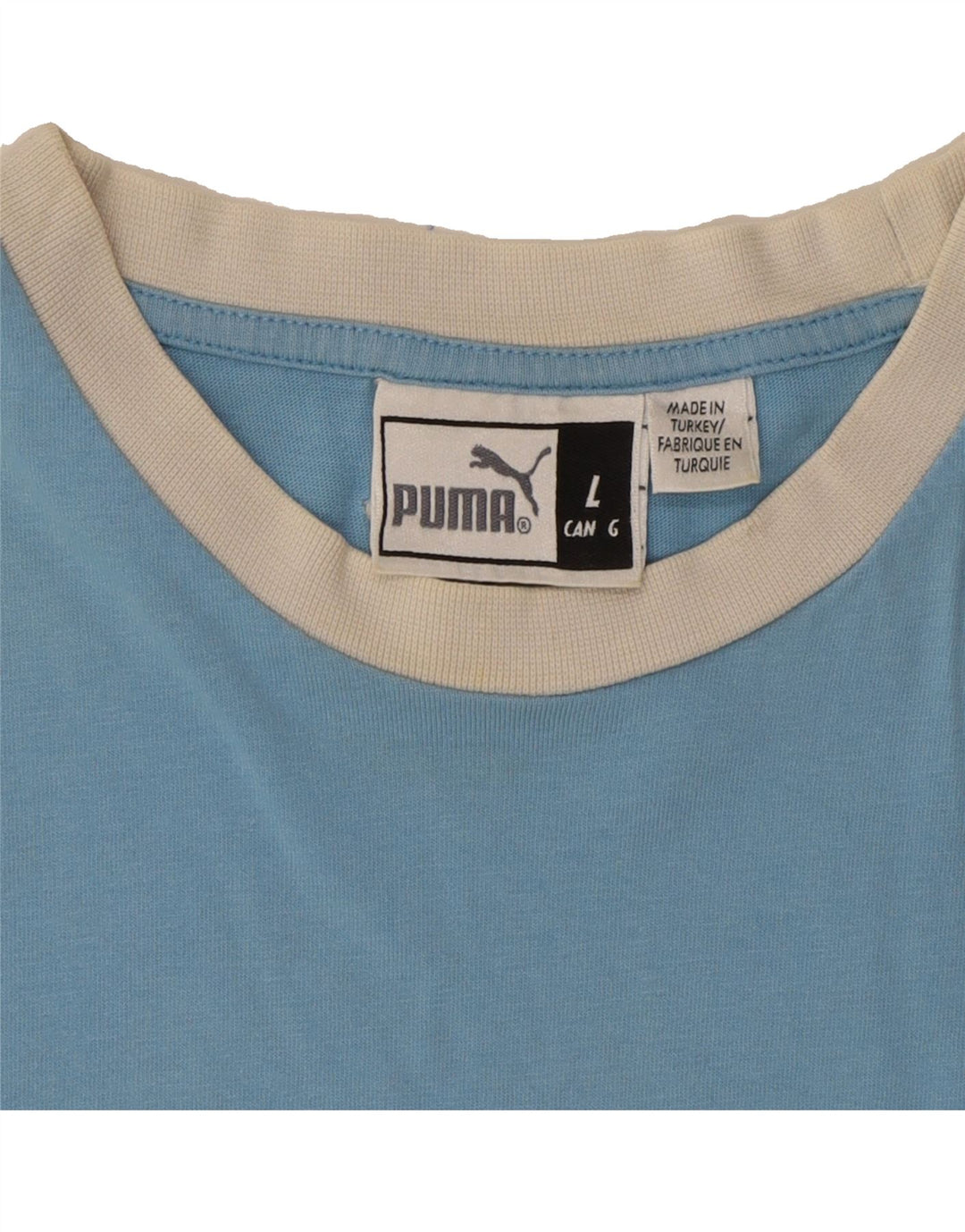 PUMA Mens Graphic T-Shirt Top Large Blue Cotton Vintage Puma and Second-Hand Puma from Messina Hembry 