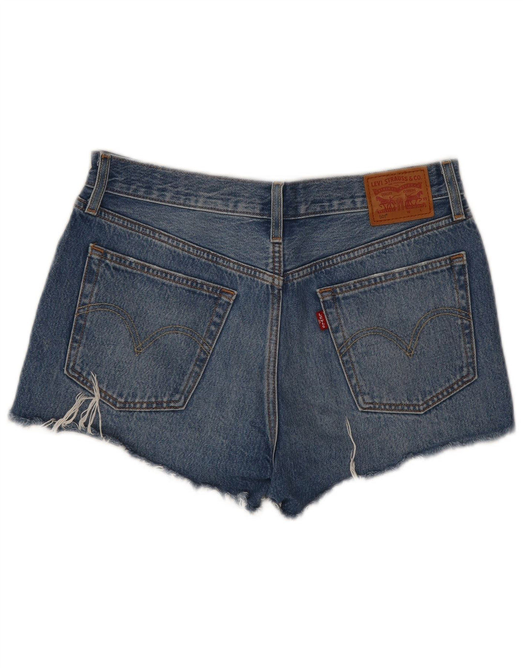 LEVI'S Damen 501 Distressed Denim Shorts W28 Mittelblau