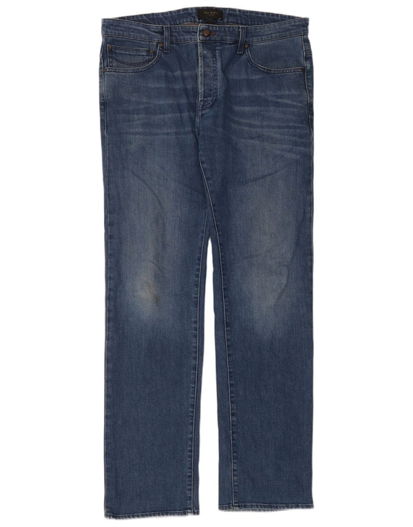 Ted Baker Herren Straight Jeans W36 L34 Blaue Baumwolle