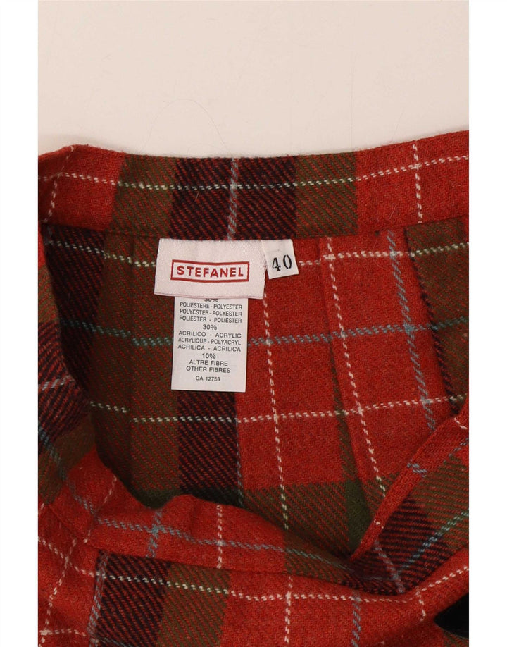 Stefanel Damen Mini-Wickelrock IT 40 Small W26 Rot kariertes Polyester