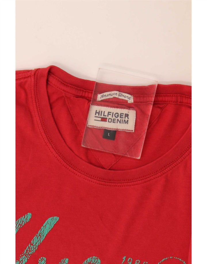 Tommy Hilfiger Herren T-Shirt mit Grafik, Größe L, Rot