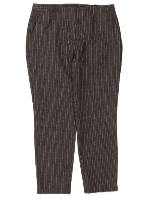 Marks & Spencer Damen Chinohose UK 14 Large W32 L26 Grauer Nadelstreifen