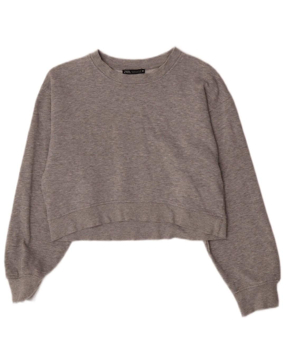 Zara Damen Crop Sweatshirt Pullover UK 12 Mittelgrau