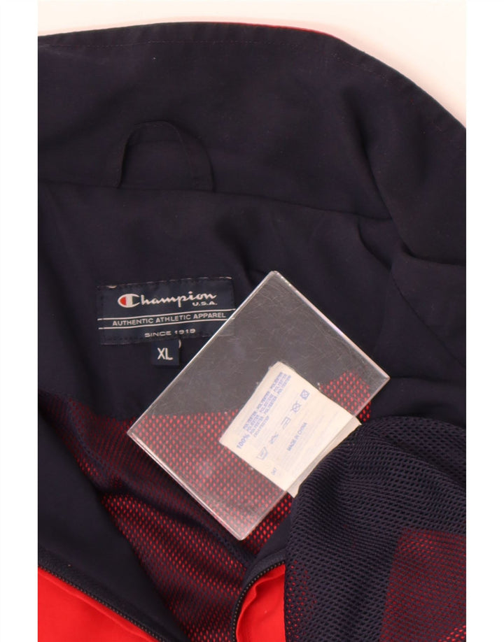Champion Herren-Trainingsanzugoberteil, XL, rotes Farbblock-Polyester
