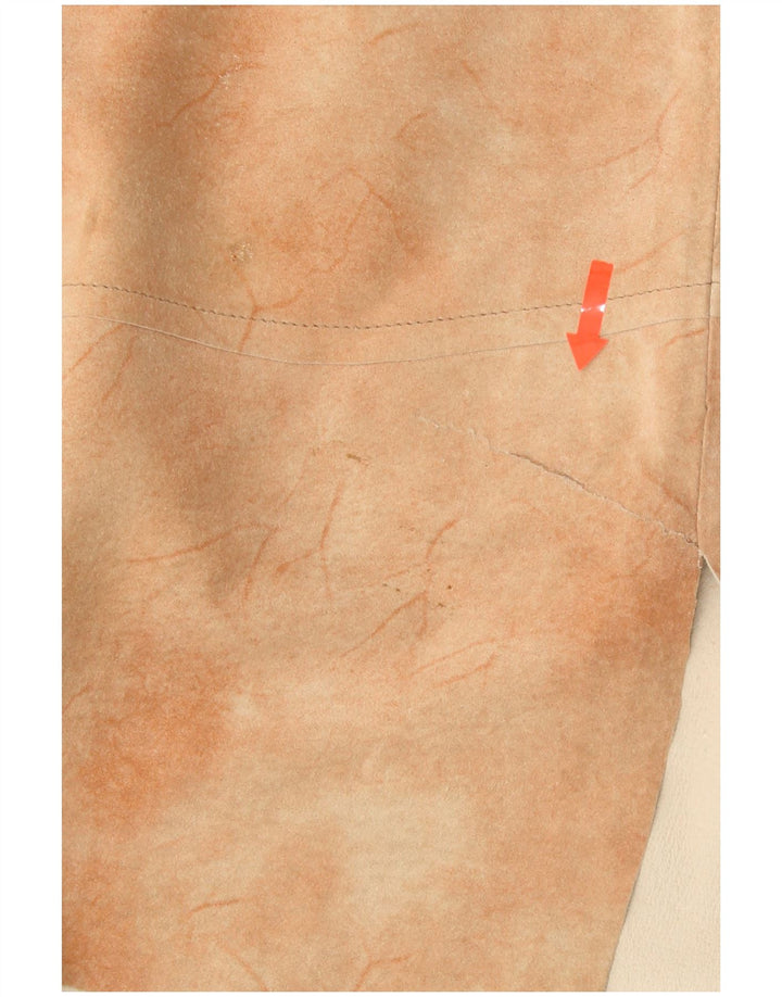 HELLINE Damen Asymmetrischer Rock UK 14 Large W30 Beige Tie Dye Leder