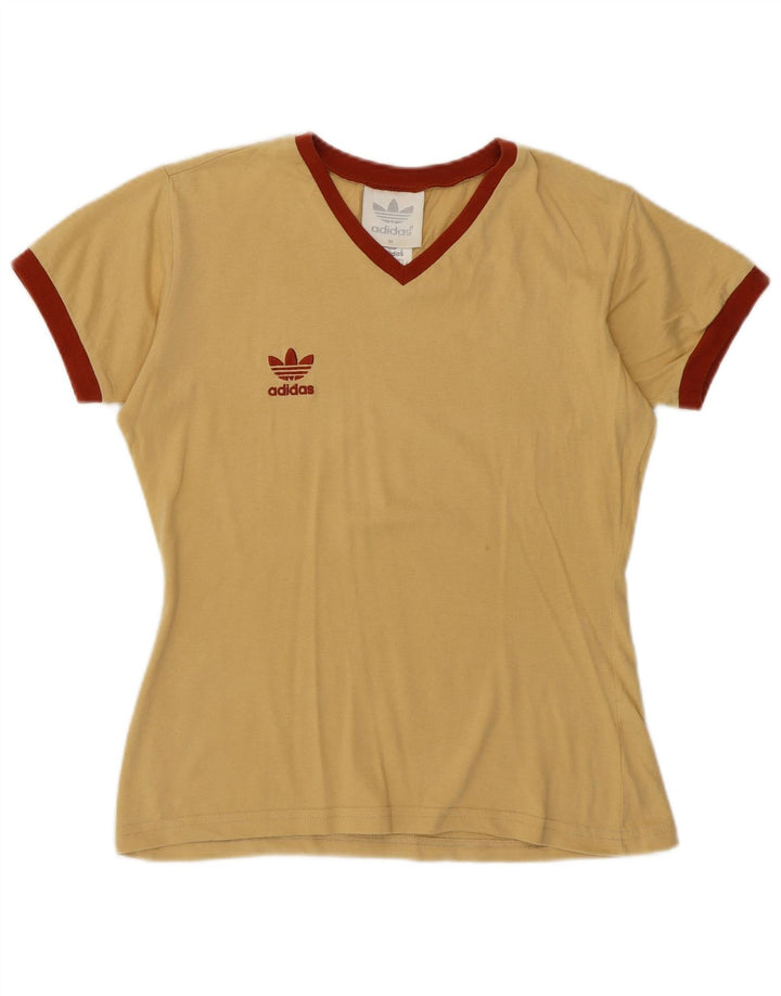 ADIDAS Damen T-Shirt Top UK 14 Mittelgelb