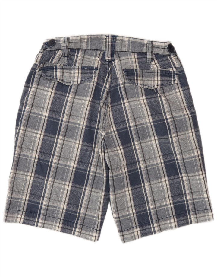 Outsider Herren-Chinoshorts W30 aus mittelblau karierter Baumwolle