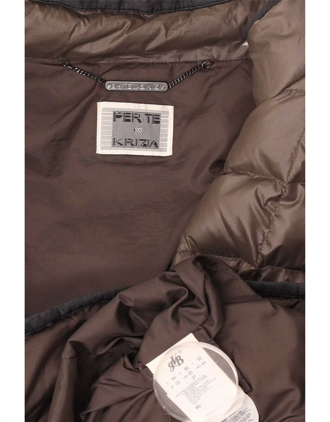 Perte by Krizia Damen Wattierte Jacke UK 22 3XL Braunes Polyamid