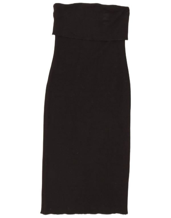 Zara Damen Trägerloses Kleid UK 12 Mittelschwarze Viskose