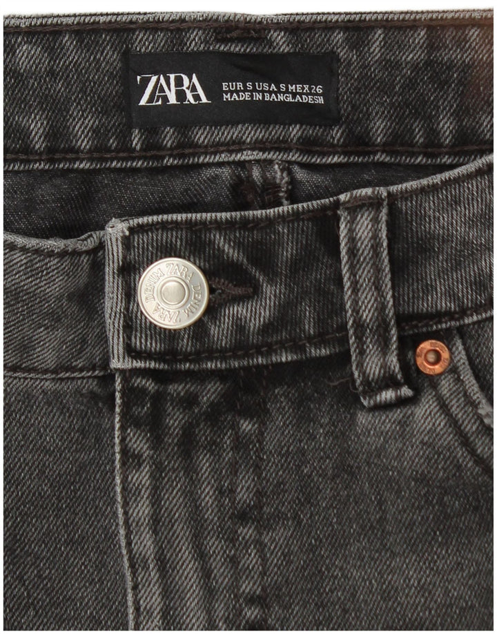 Zara Damen Mini-Jeansrock, Größe S, Größe 26, Schwarz, Baumwolle