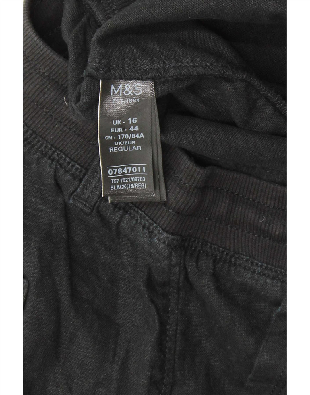 Marks & Spencer Damen-Hose, normal, UK 16, Größe L, W34, L30, Schwarz, Baumwolle