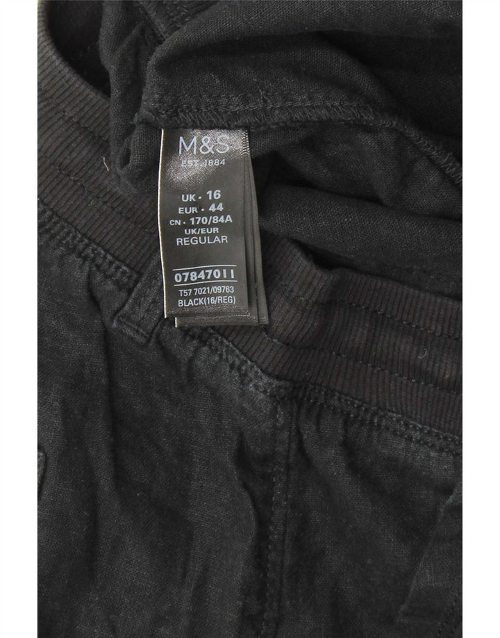 Marks & Spencer Damen-Hose, normal, UK 16, Größe L, W34, L30, Schwarz, Baumwolle