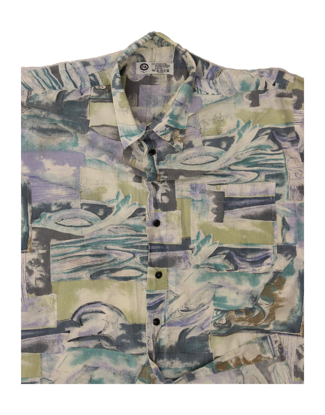 C&A Mens Short Sleeve Shirt Large Multicoloured Patchwork Cotton Vintage C&A and Second-Hand C&A from Messina Hembry 